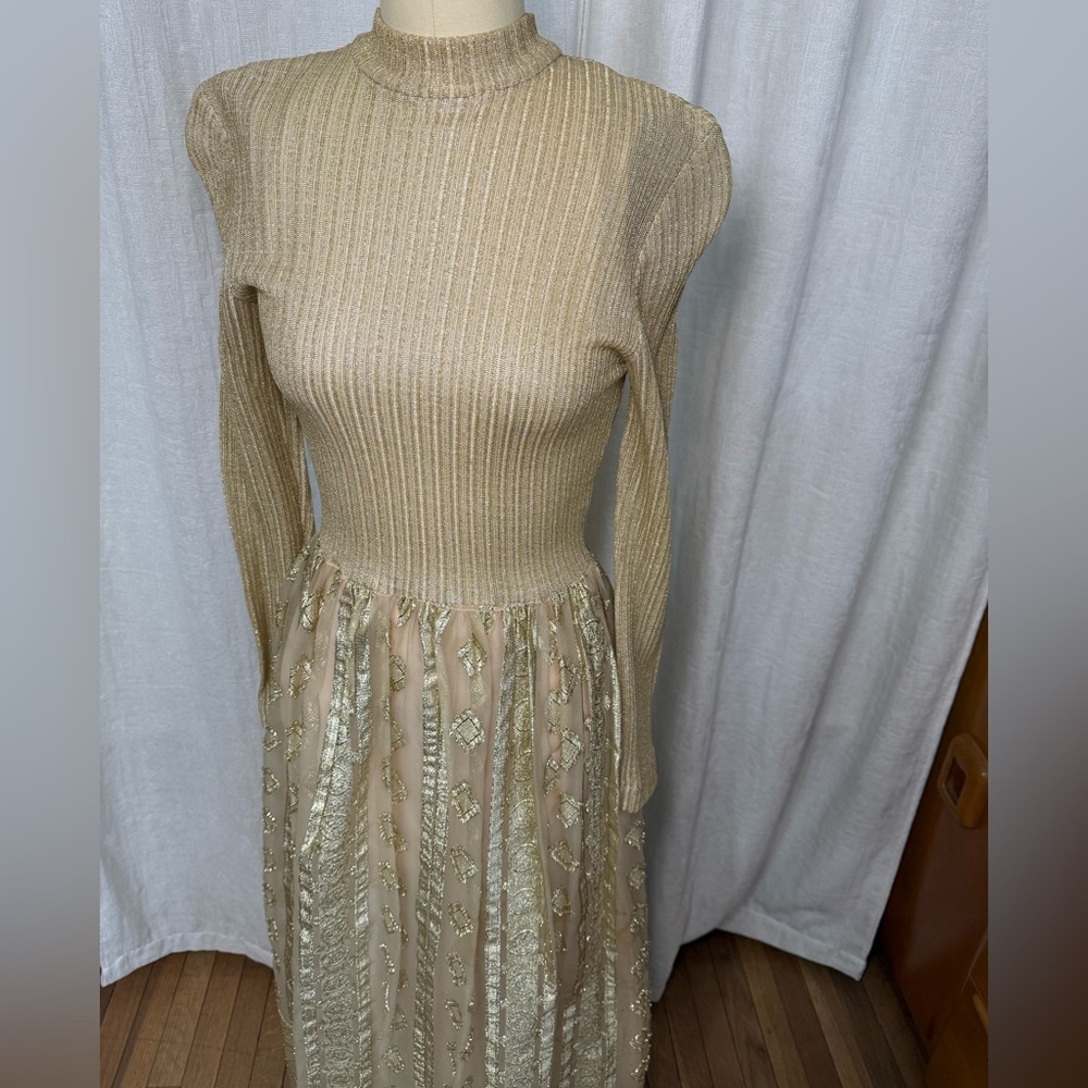 1960s GOLD LUREX KNIT TOP GOWN